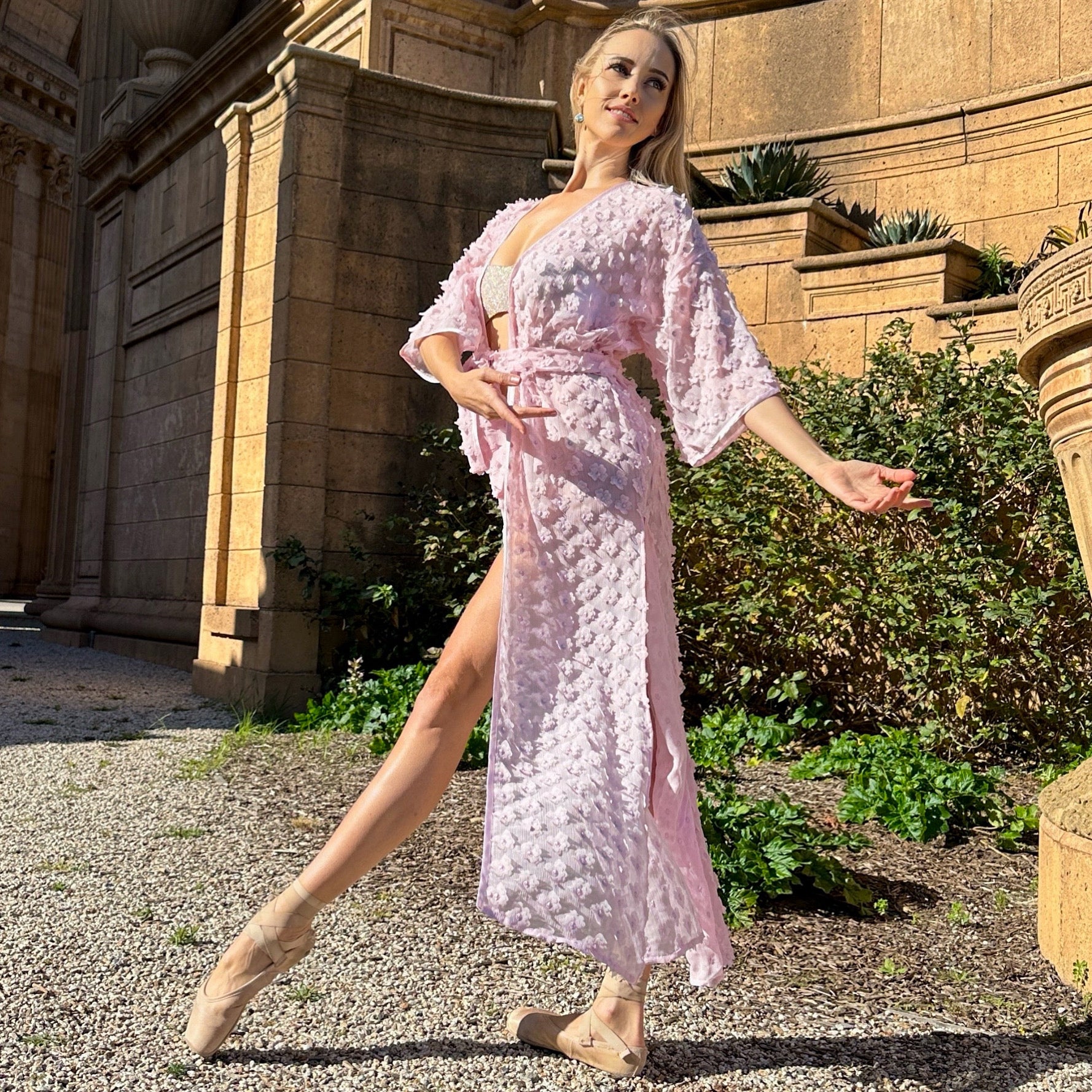 Kimono Signature Flower 3D Pink Long