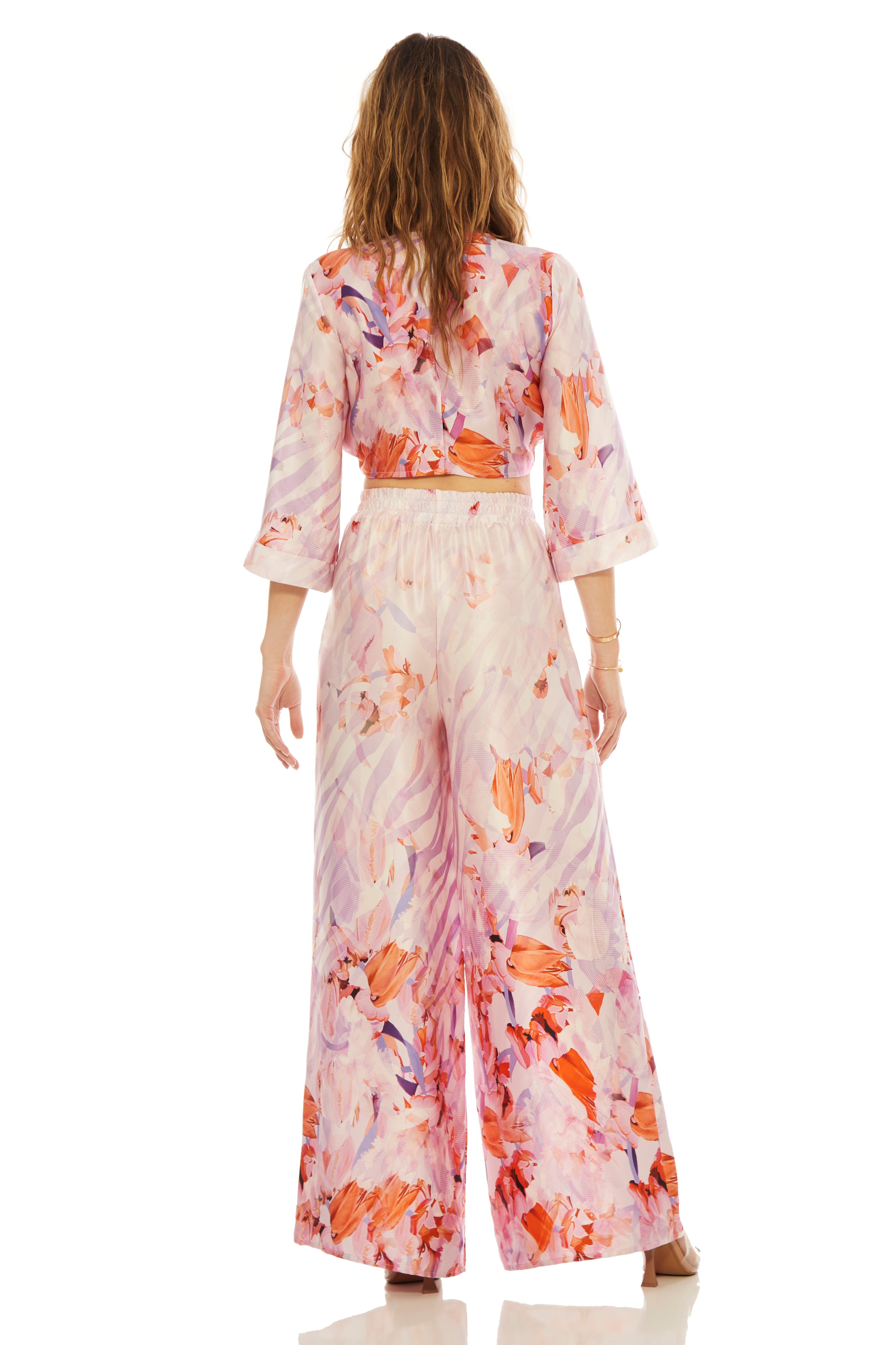 Silk Set Pink Flora- Pants