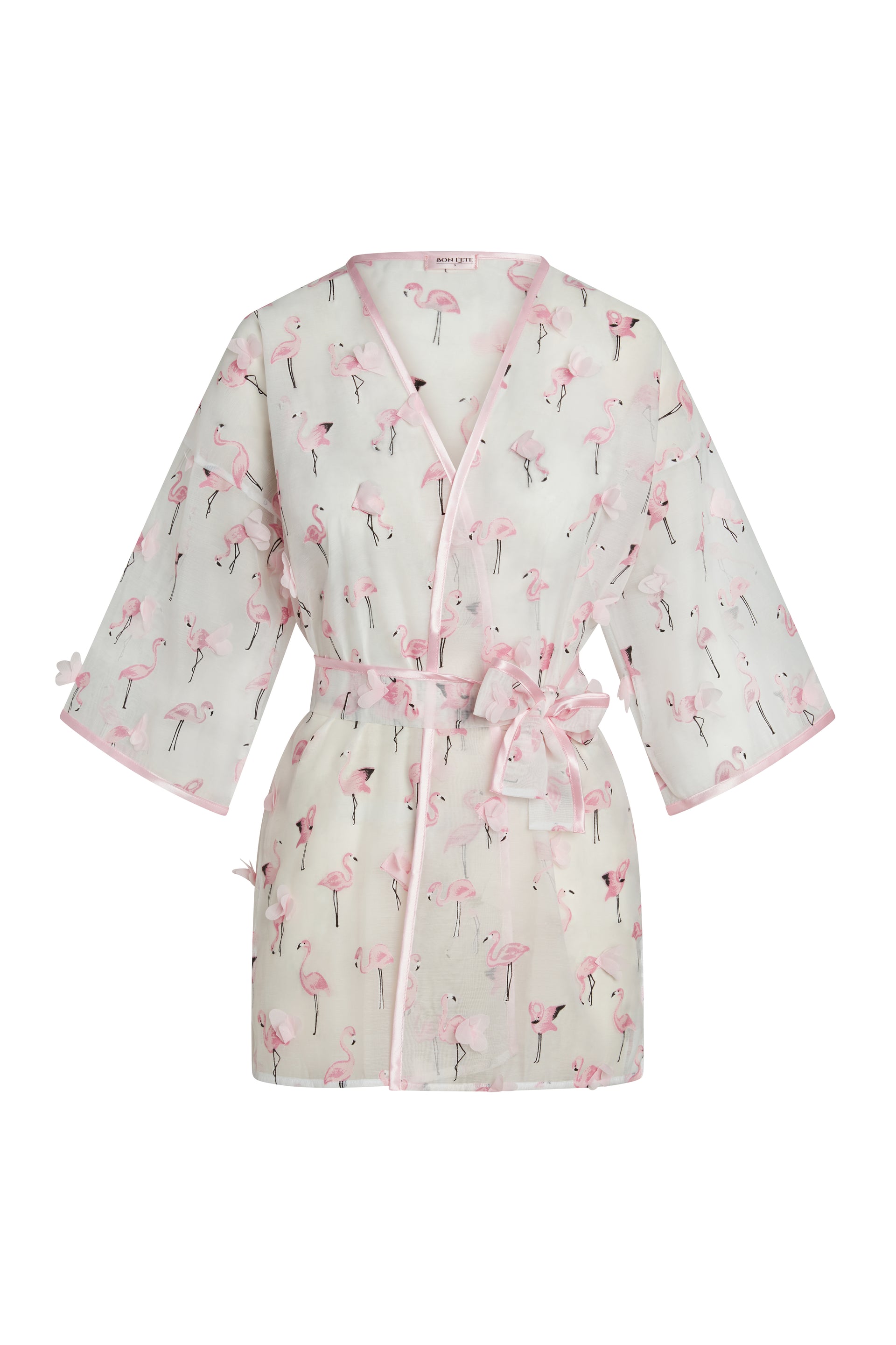 Kimono Robe Pink Flamingo Dressing Gown Flamingo Dance Block