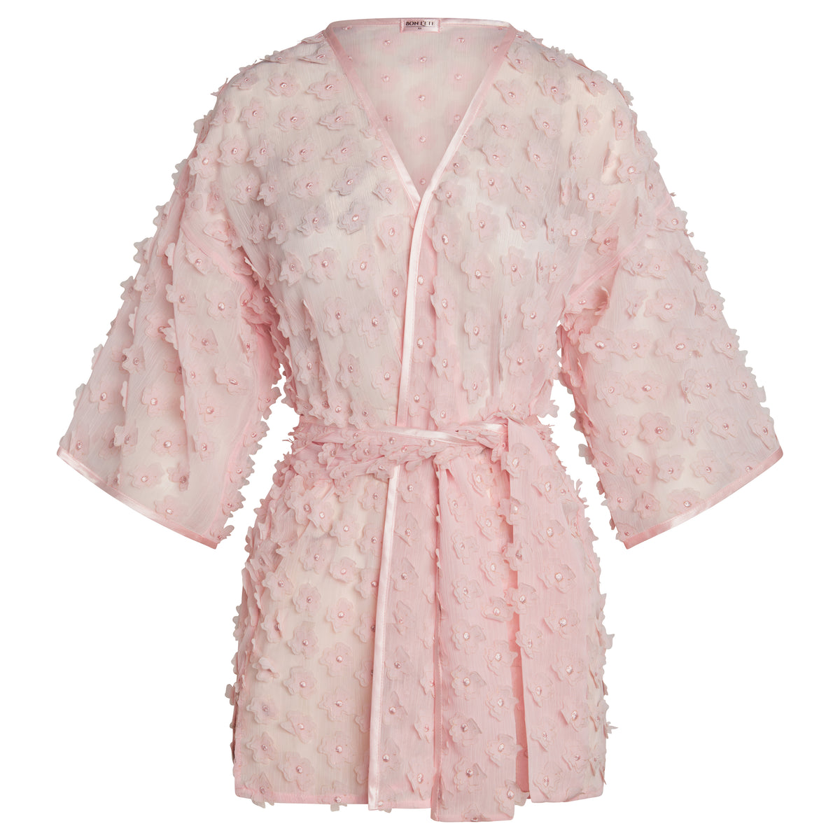 Short Pink Kimono Dress Kimono 3D Flower Pink Short Short Pink Kimono Dress Kimono 3D Flower Pink Short